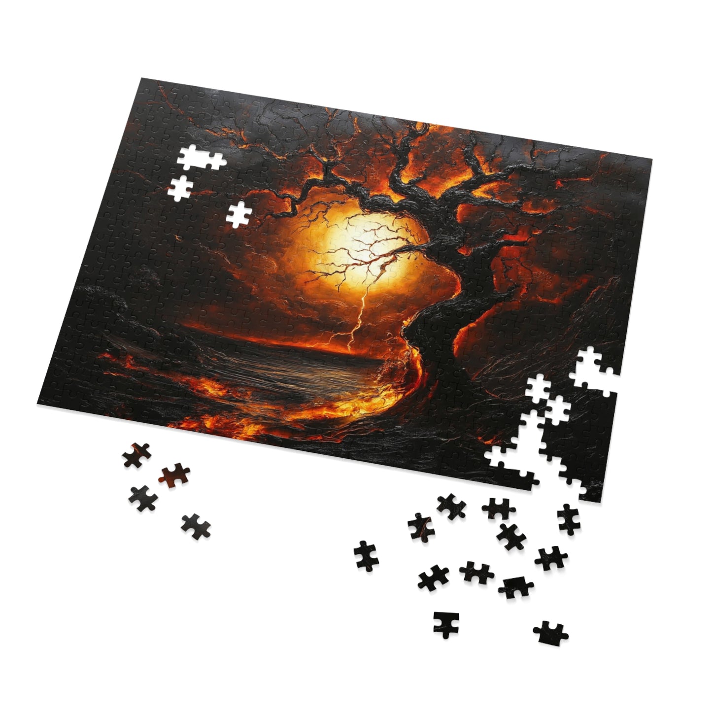 Jigsaw Puzzle with Tin - Enchanting Sunset Artwork, Gift for Puzzle Lovers, Family Fun, Home Decor, Stress Relief Activity