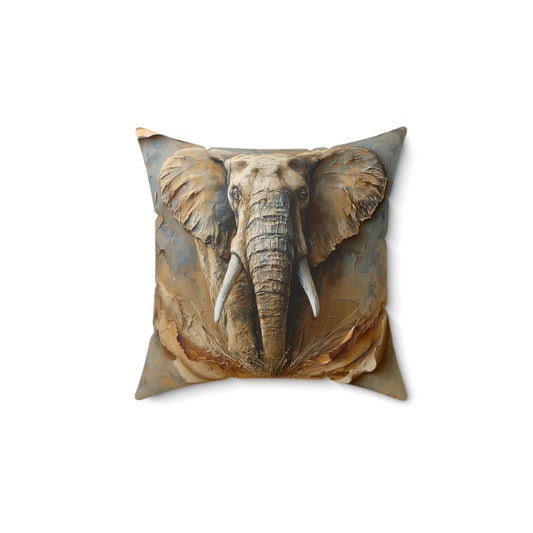 Wildlife-Inspired Faux Suede Pillow - Elephant Design, Decorative Cushion for Home, Jungle Theme Decor, Great for Gifts and Nature Lovers