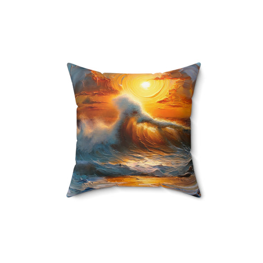 Coastal Sunset Decorative Pillow | Beach Home Decor, Faux Suede Cushion, Nautical Gift, Living Room Accent, Ocean Vibes