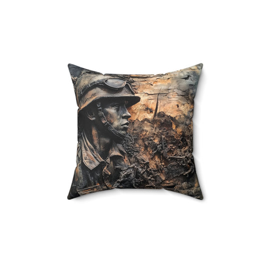 Military Tribute Faux Suede Square Pillow | Home Decor, Gift for Veterans, Memorial Day, Couch Cushion, Unique Artwork