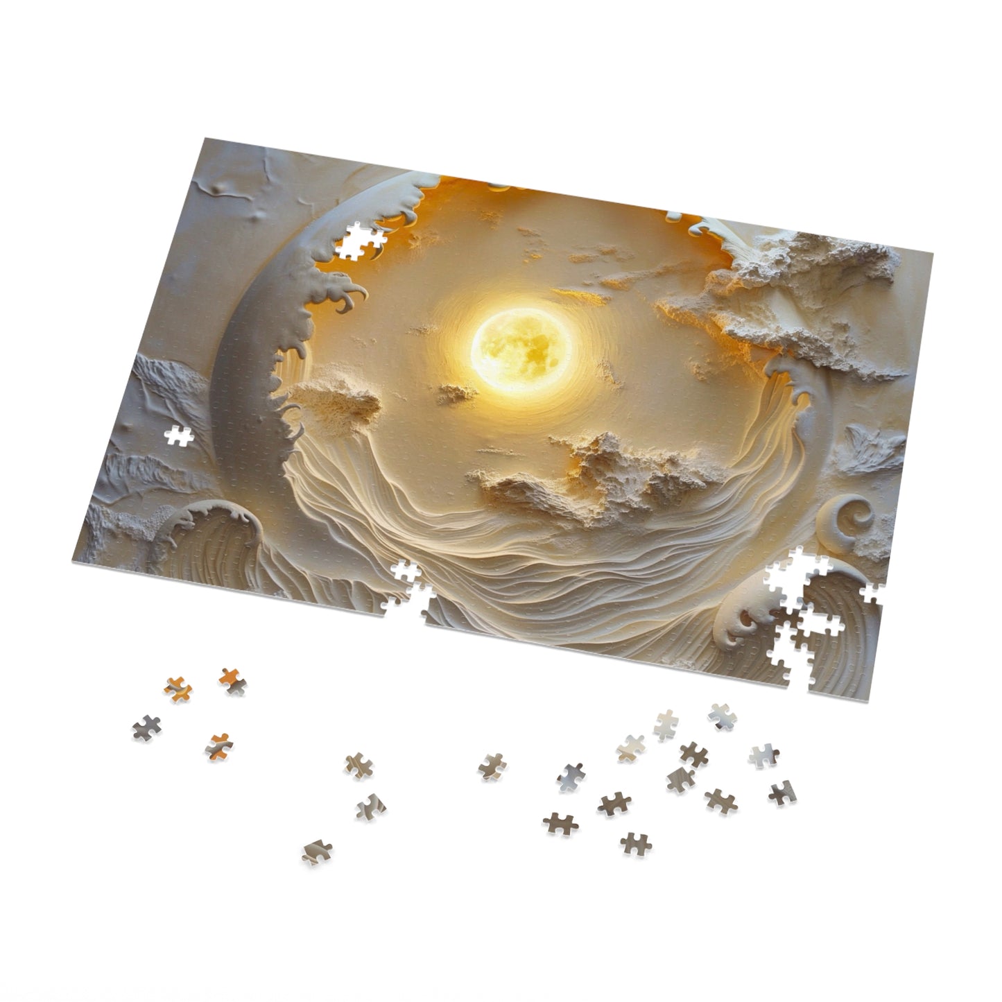 Serene Sunset Jigsaw Puzzle with Tin, Tranquil Puzzle Gift, Meditation Decor, Family Game Night, Relaxation Activity