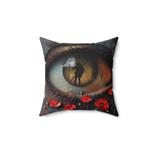 Artistic Faux Suede Square Pillow - Eye Design, Home Decor Accent, Living Room, Unique Gift, Cozy Touch